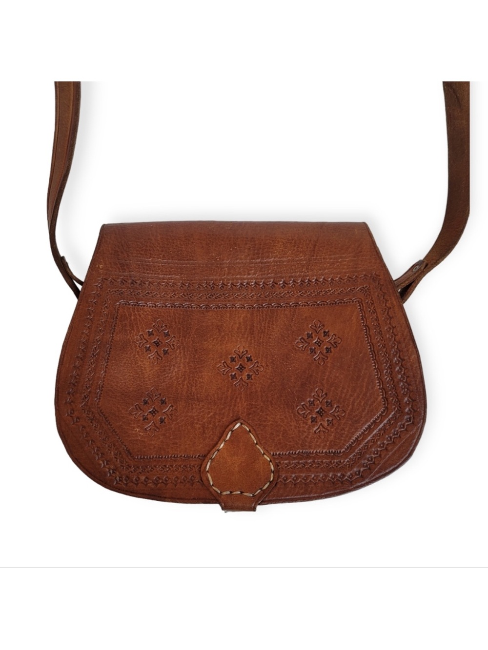 Bohemian Tooled Leather
Crossbody Saddle Bag - Picture 1 of 14